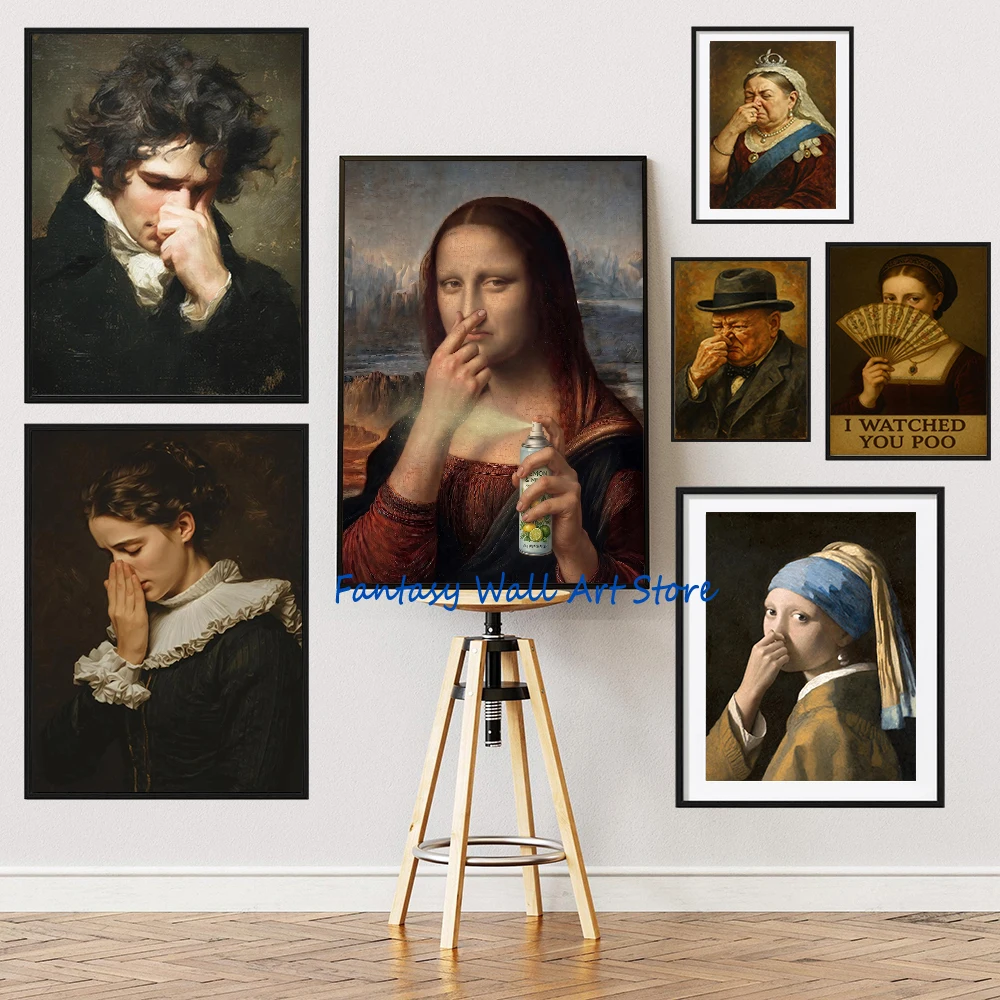 Stinky Toilet Victorian Vintage Funny Art Poster Celebrity Classic Fine Art Print Canvas Painting Modern Bathroom Wall Art Decor