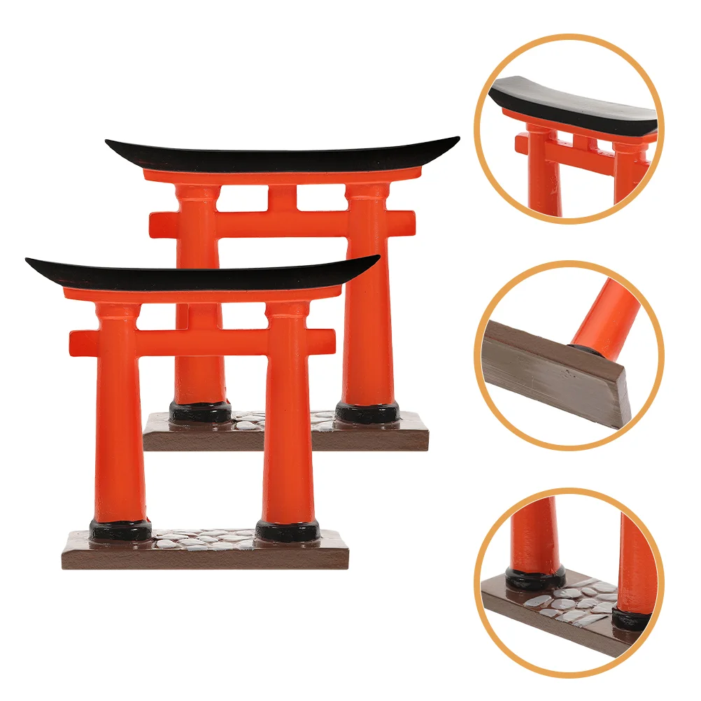 

2 Pcs Mini House Torii Gate Japanese Garden Micro Decor Container Miniature Aquarium Decors Toy