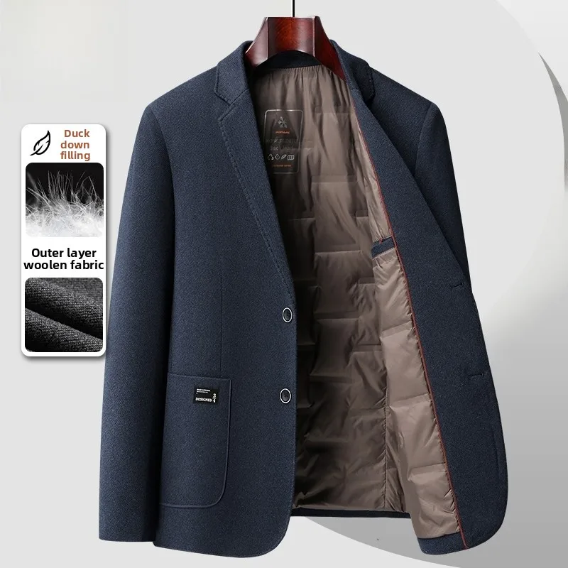 

Pierre Cardin Men's Thiened down Jaet Busin Casual Warm White Du Feather Winter New Sle Coat Stand Fit Long Sve