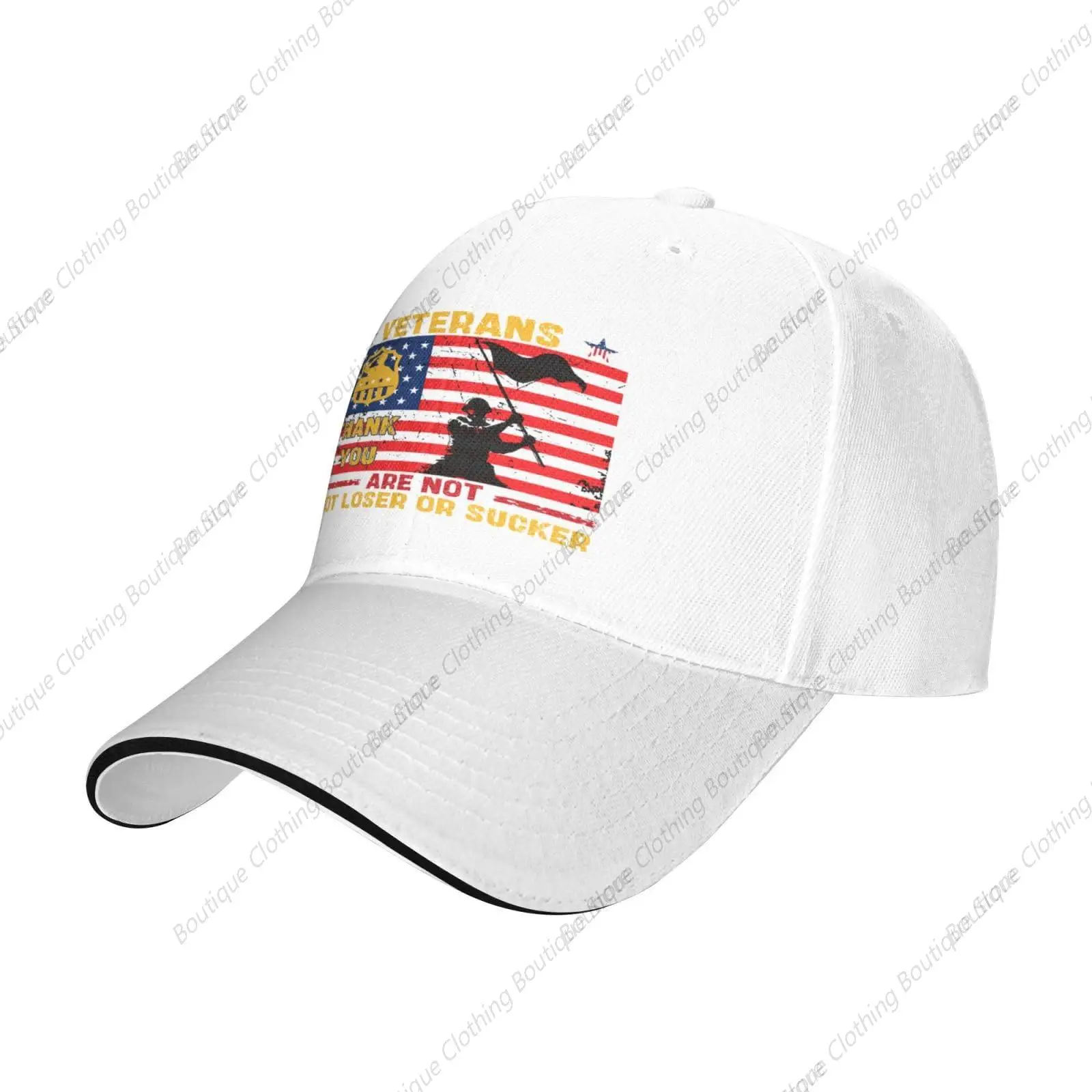 Veterans are Not Loser Or Sucker Hat Thank You Veterans Day Hat Men Women Baseball Cap Funny Trucker Hat White