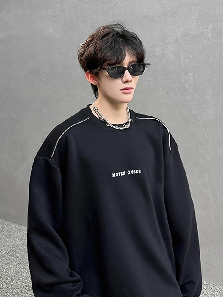 Bla Heavyweight American High Street Autumn Trendy Sweatirt Men's oulder Hard Long Sve T-irt Casual Sle Base irt