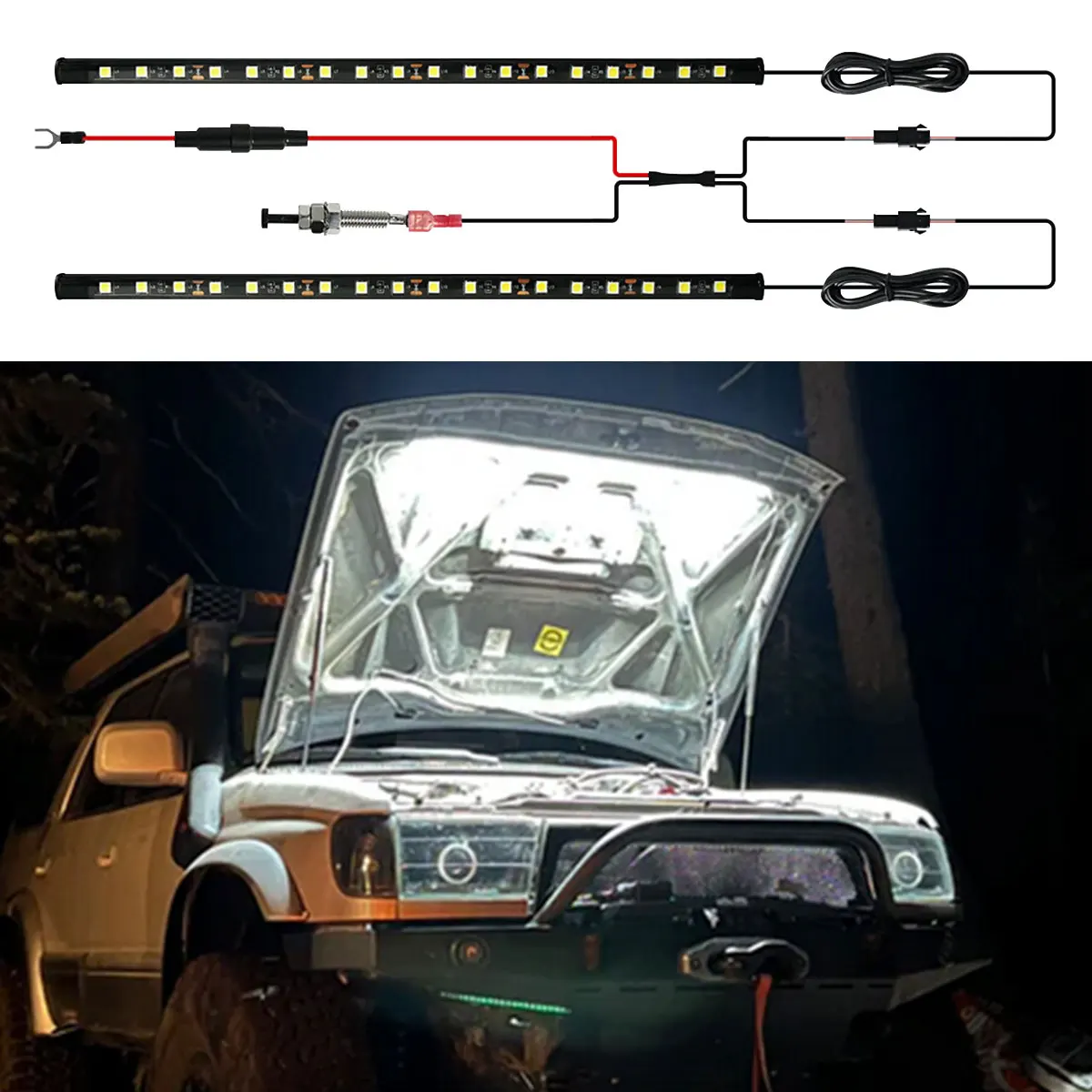 Under Hood Engine Repair White Universal LED Light Bar with Auto On/Off Switch Control Car SUV Pickup Off Road Repair Work Light