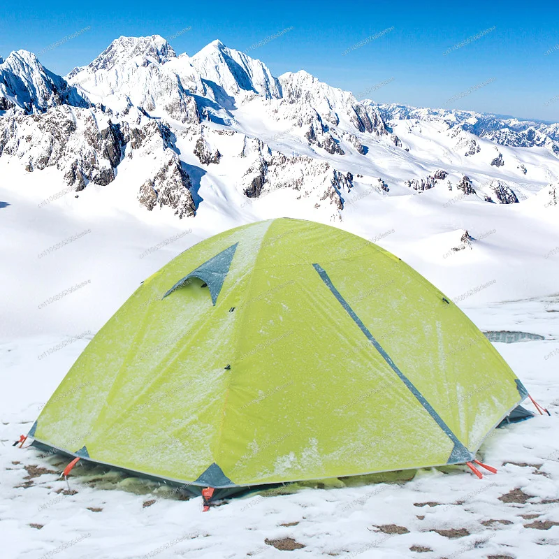 3 Person Double Door Camping Tent Aluminum Pole Waterproof Windproof Outdoor Shelter