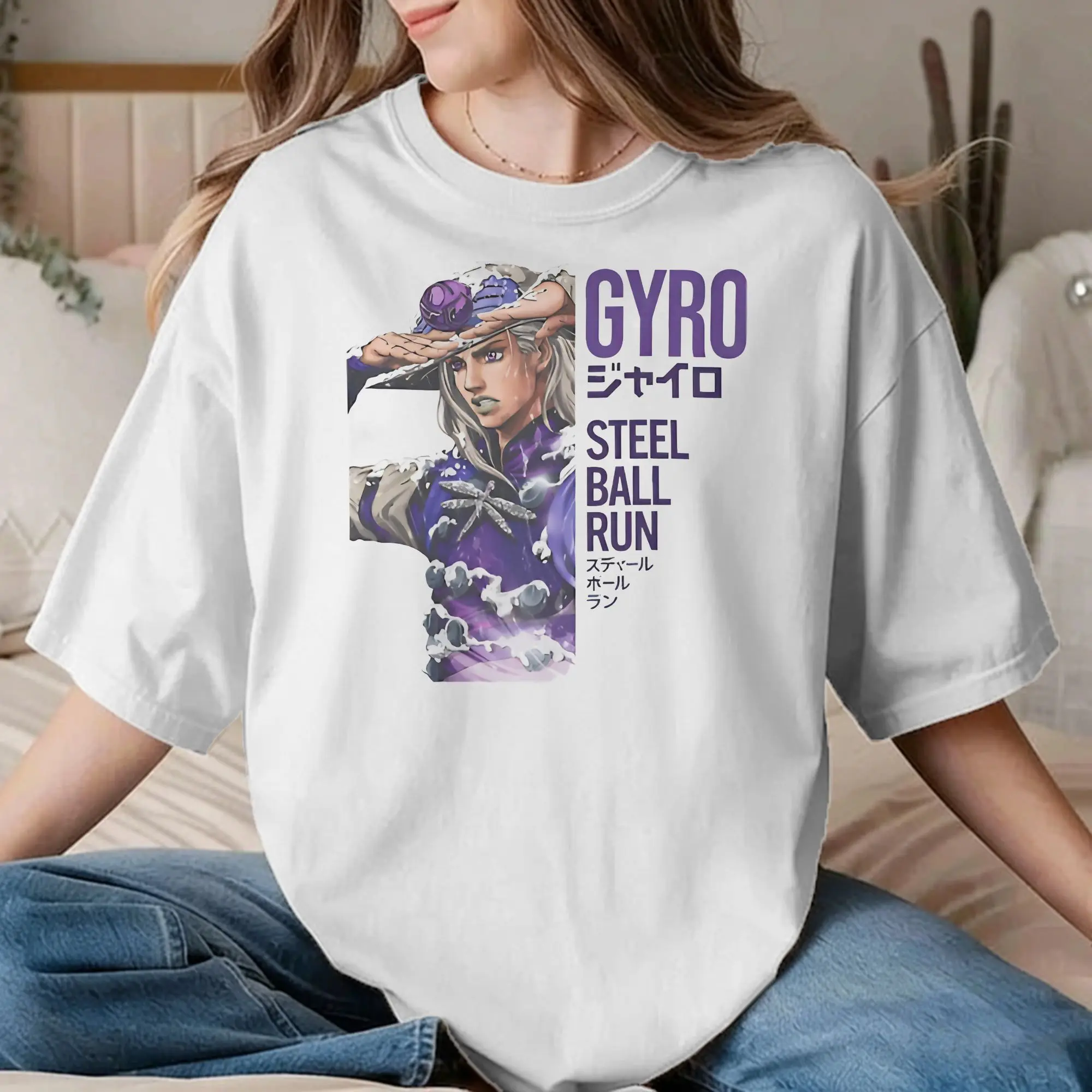 Men Women T-Shirt Gyro Zeppeli Funny Cotton Tee Shirt Short Sleeve JoJos Anime  T Shirt Round Collar Tops Graphic Printed