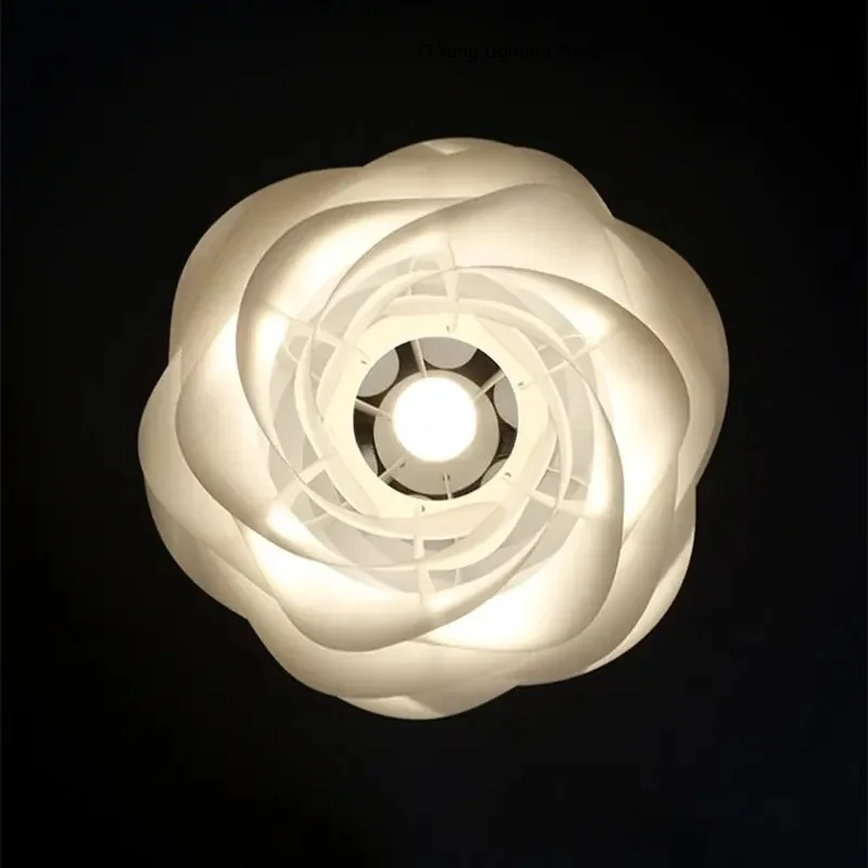 Danish Designer White Rose Pendant Lamp for Kitchen Island Bedroom Romantic Restaurant Acrylic Petal Chandelier Decor Lighting