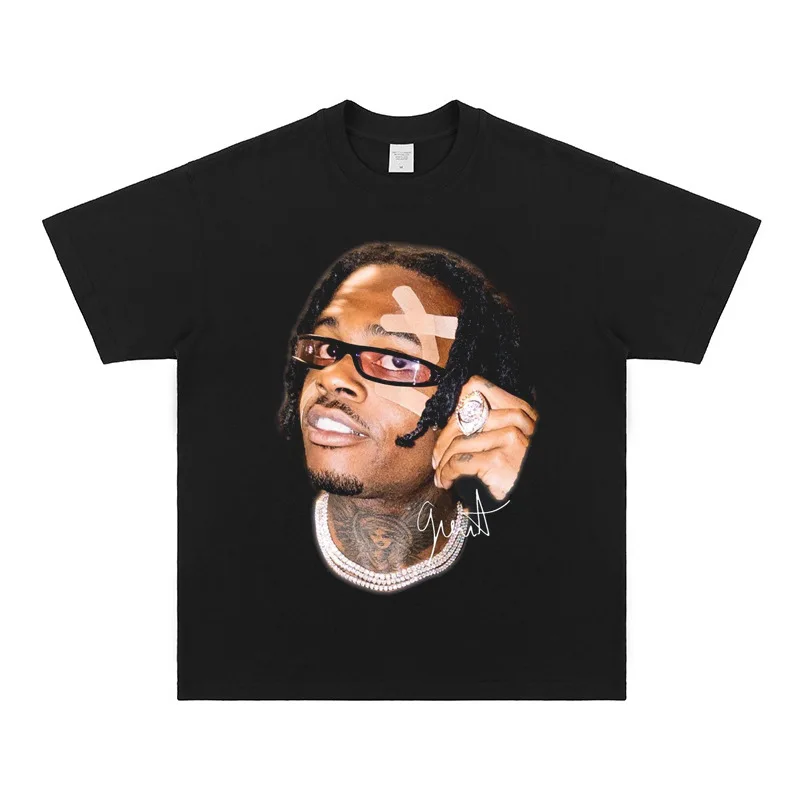 

New cotton T-shirt with European sizes printed short sleeves loose fit hip-hop and retro style for men