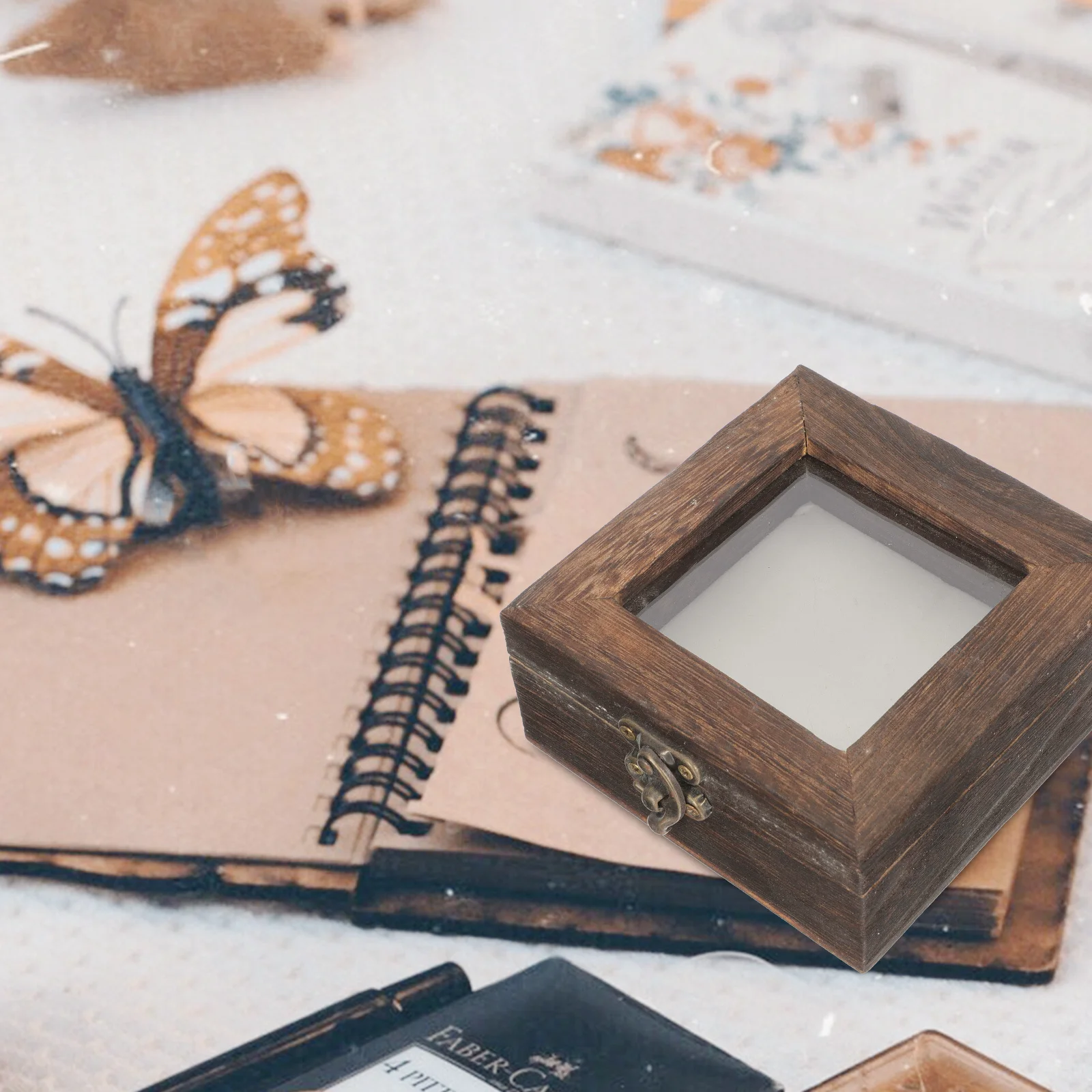 Insect Specimen Display Box Retro Wooden Sample Display Case Dustproof Organizer for Jewelry Specimens Desktop Decoration