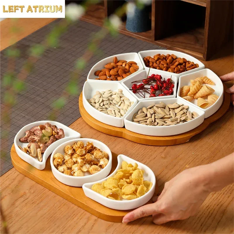 Ceramic Snack Platter Fruit Plate Dried Fruit Plate Snack Plates Candy Bowl Dessert Plates Dim Sum Dish Refreshments Tray
