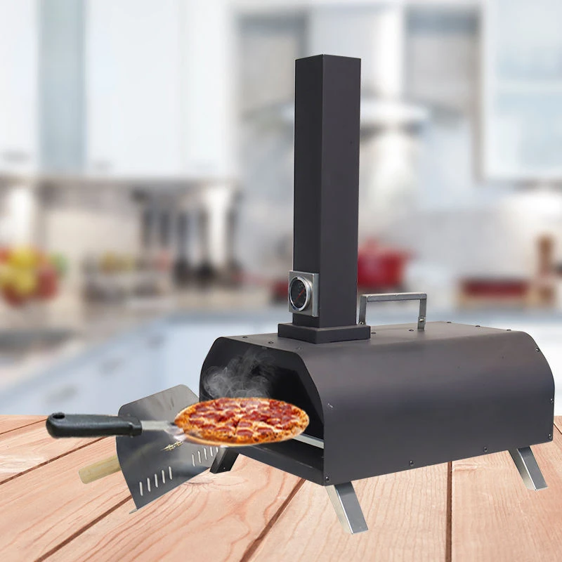 Built-in Thermometer Portable Outdoor Barbecue Pizza Machine with Lid Amazon Wooden Particles Pizza Oven