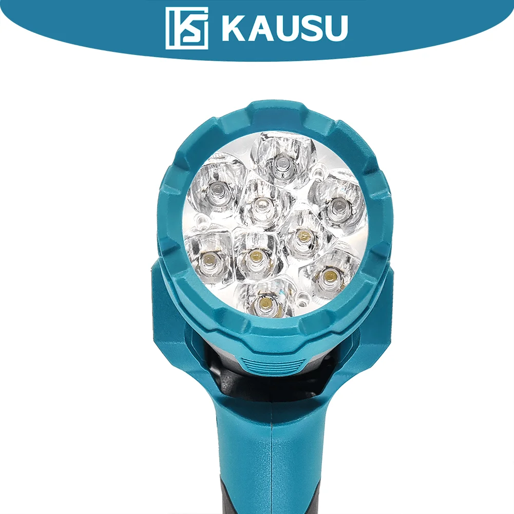 9 LED Adjustable Head Flashlight Portable Spotlight Rechargable Repair Handheld Spotlight For Makita 18V Battery(No Battery)