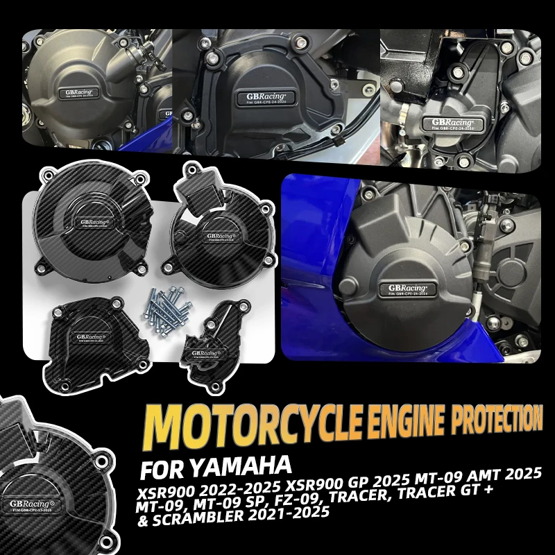 For YAMAHA MT09 TRACER GT 2021 to 2025 Clutch & Pulse Pump Covers, Engine Protect Cover For Motorcycle Body & Frames Safety