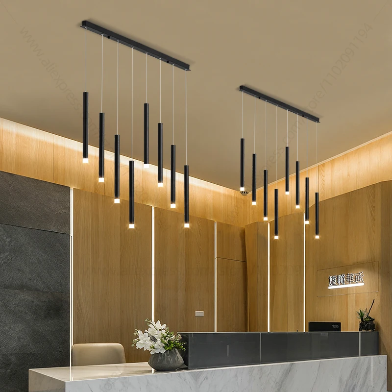 Modern LED Long Strip Type Pendant Minimalist Restaurant Chandelier Bar Counter Decoration Pendent Lamp Bedside Pendant Light