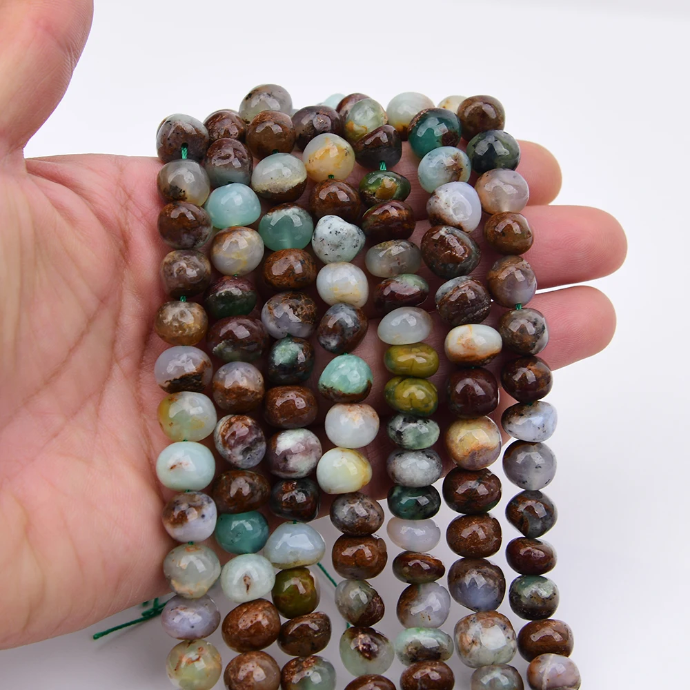 APDGG 9x11mm 2 Strands Natural Green Chrysoprase Australian Jades Freefrom Nugget Loose Beads 15.2'' DIY Jewelry