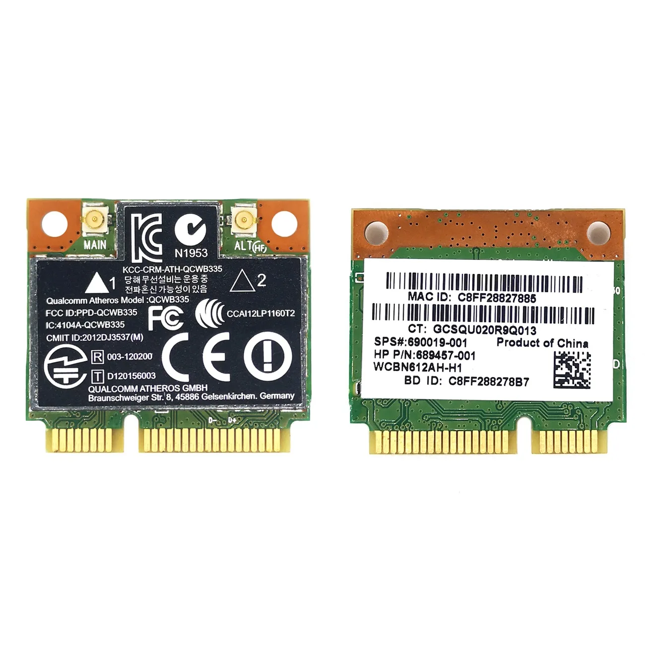 Wi-Fi-карта T88C AR9565 QCWB335 Mini PCIE Bluetooth 4,0 150 Мбит/с 2,4G для системы XP Win7 Win8 Linux