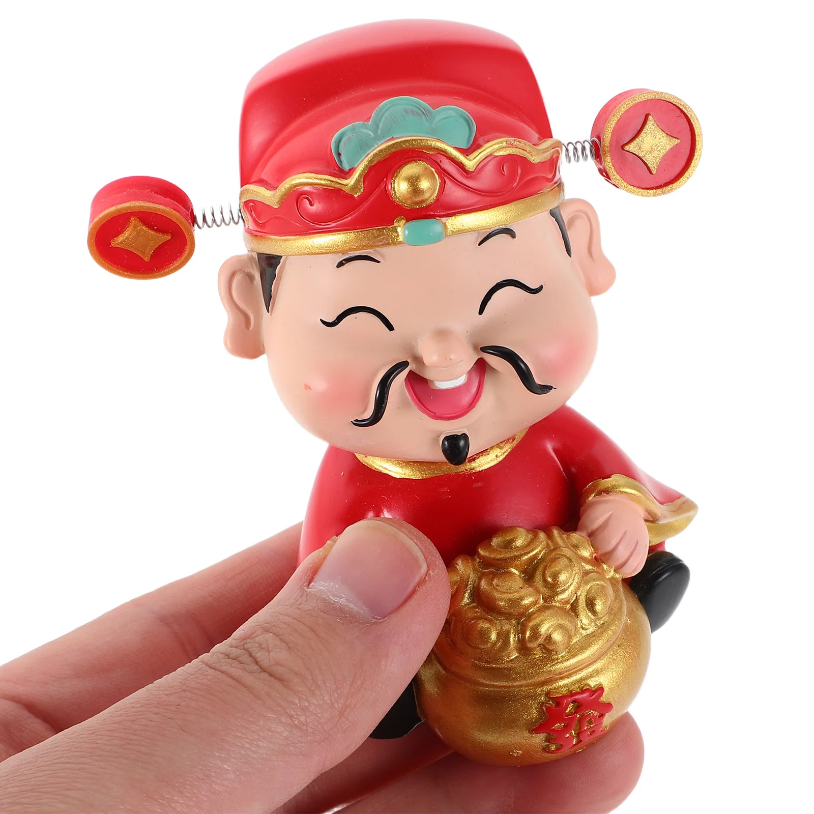 

Compact Money God Car Dashboard Decoration Mini Nodding Wealth Statue for Office Home Prosperity Decor Money Decor Statue