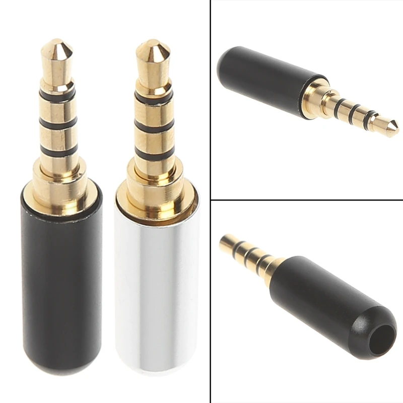 Conector áudio DIY 1/8 polegadas Adaptador áudio para reparo plugue fone ouvido 3,5 mm