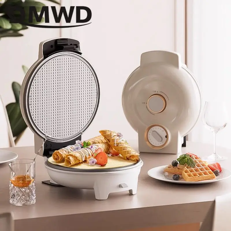 DMWD Household Electric Baking Pan Sandwich Machine Pancake Oven Double-sided Heating Breakfast Maker Waffle Donut Baker 220V