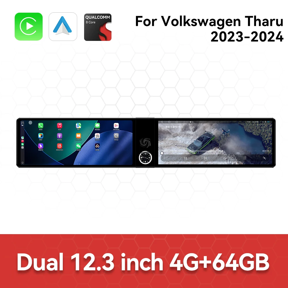 Dual Screen 25 inch Car GPS Android 14 Navigation For Volkswagen Tharu 2023-2024 Head Unit Multimedia Player Car Radio Auto