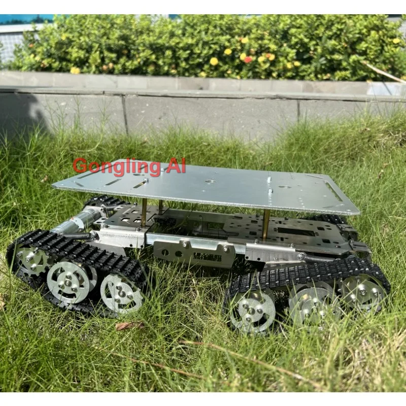 Robot Carro Armato RC con Carico di 12Kg, Telaio in Acciaio con Motore, Grande Piattaforma per Arduino/Raspberry Pi, Kit DIY Programmabile