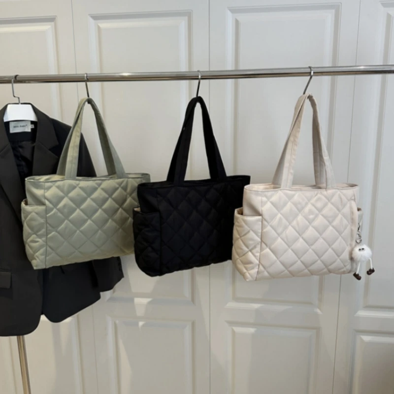 

Korean Style Ins Cotton Tote Bag New Large Capacity Shoulder Bag for Women Shopping Commute Texture and Simple Bags for Travel