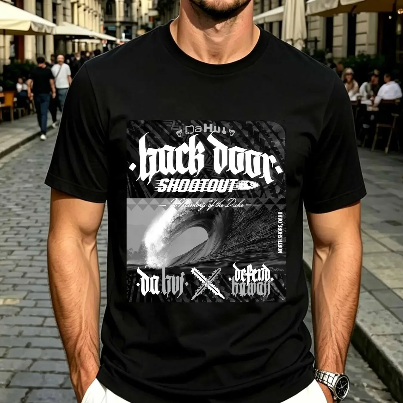 washed T Shirt Da Hui x Defend Hawaii Surf Adult M Black Back Door Shootout Pipe NS 2289 long or short sleeves vintage Washed