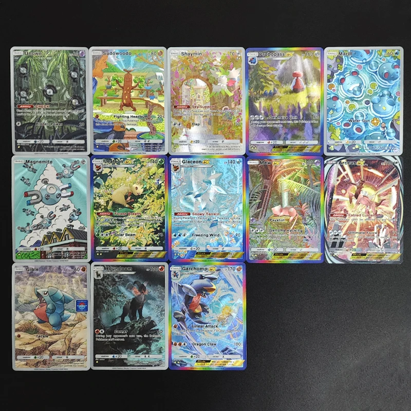 

13PCS/Set DIY Proxy PTCG Pocket Card Mew Glaceon Leafeon Gible Arceus Magnemite Marill Probopass Garchomp Hobby Collection Toy