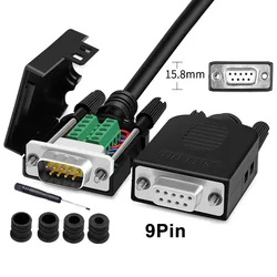 DB9 Solder-free Plug with 4 Tailpipes Male Female DB 9 Pin Terminal Block D-SUB RS232/COM Serial Port Solder-free Connector