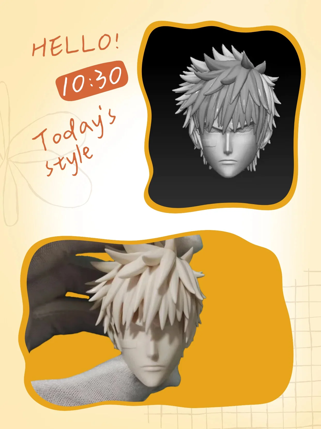 

【Неокрашенный】1/12 масштаб мужской солдат Куросаки Ичиго изысканная текстура лица культовые волосы белая голова резьба для фигуры 6 дюймов