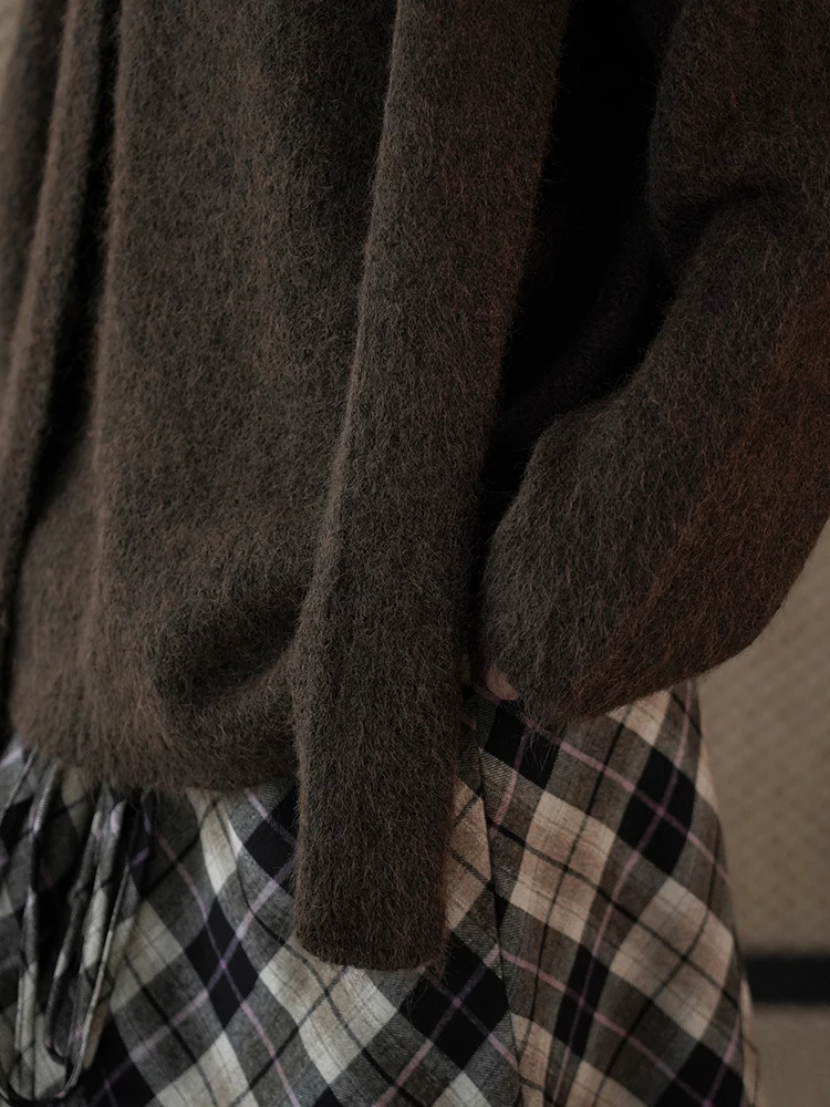 FANAN 2025 شتاء جديد سميك دافئ الحياكة البلوز سترة للنساء شال تصميم بلوزات فضفاضة مكتب ملابس للسيدات الموضة #6