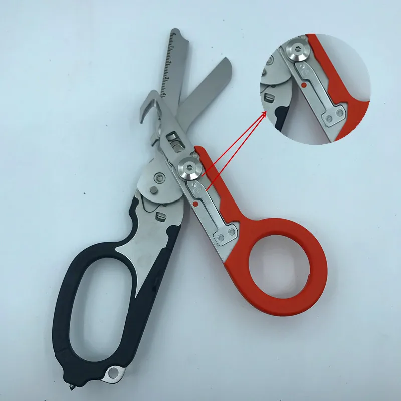 Multifunction Portable Emergency Shears with Lock Latch Tactical Stainless Steel Folding Scissors for Outdoor Survival Tool