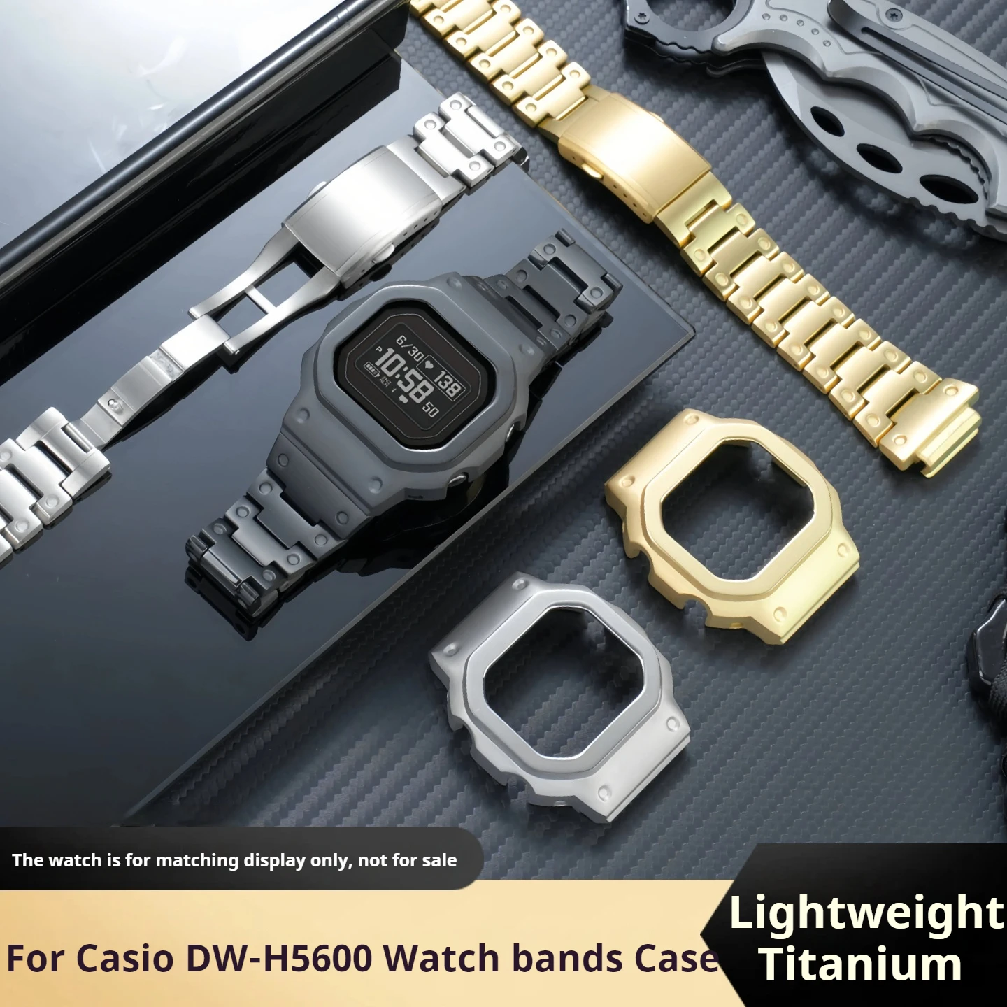 

Для Casio G-Shock DW-H5600: Комплект для модификации часов (титановый ремешок, безель, корпус) и браслет из титанового сплава G-SQUAD DWH5600, 18 мм