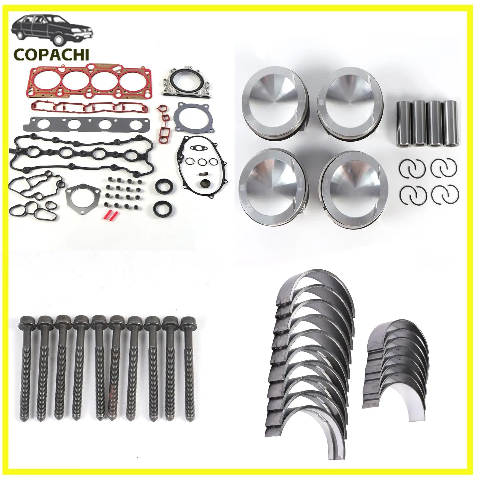 

1 комплект прокладок и поршни для ремонта двигателя для VW Golf R Audi S3 TTS 2,0 CDL, аксессуары для двигателя автомобиля, запасные части