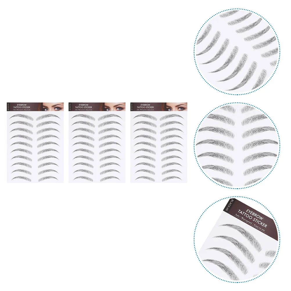 

3 Sheets Waterproof Eyebrow Stickers Artificial Transfer Filler Fake Tool Makeup Man