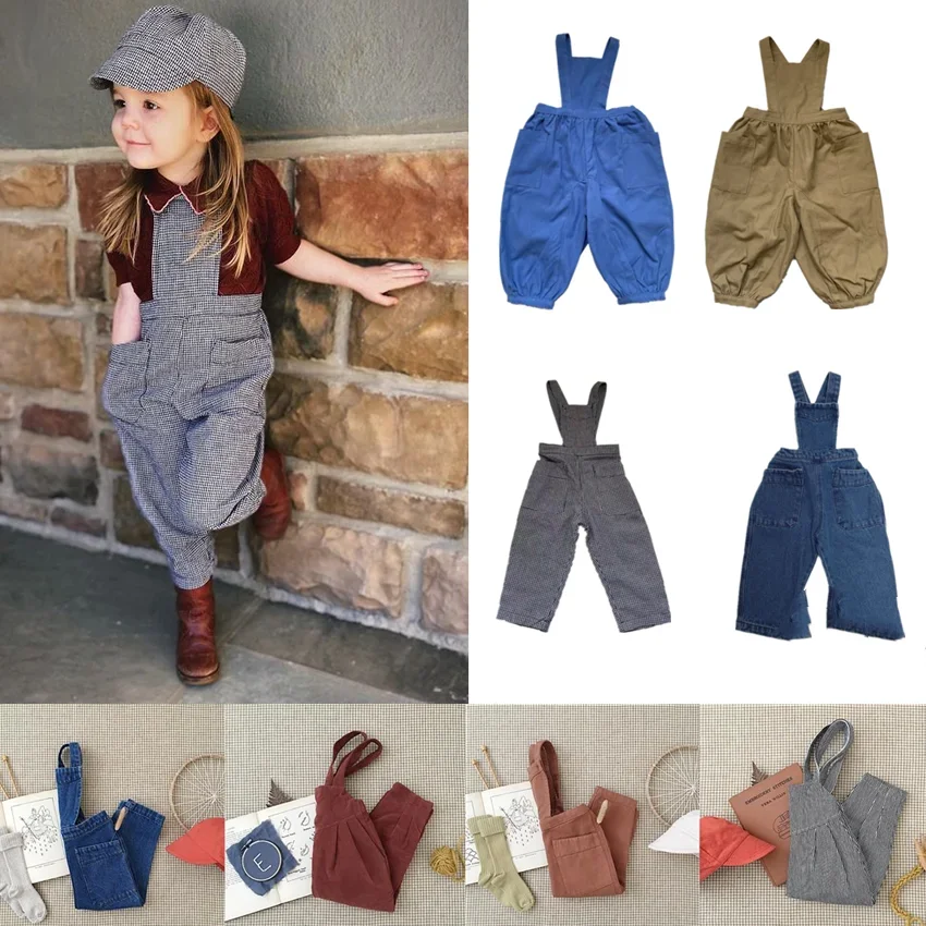 Kids Strap Overalls Soor Ploom Brand Baby Girl Romper New Autumn Winter Bottoms Toddler Overalls Boys Corduroy Pants Denni Jean