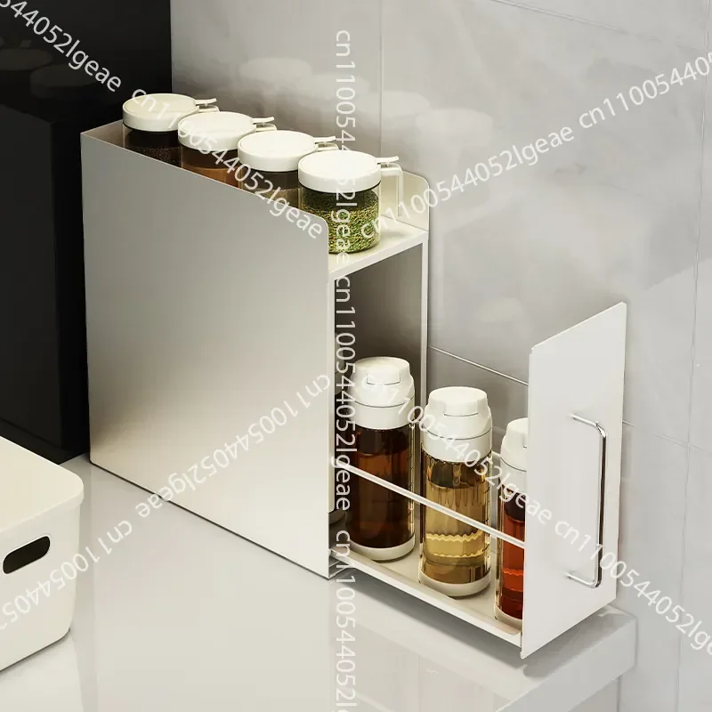 Kitchen Seasoning Storage Cabinet, Storage Rack, Countertop Dust Rack, Floor-to-ceiling Storage Artifact Next To Microwave