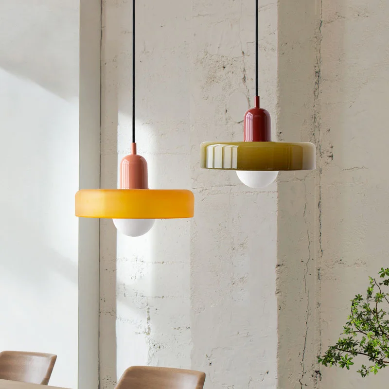 Disc Orb Pendant Light Glass colourful lamp Dining Room Bedroom Study Bar  Minimalist decoration living room lights