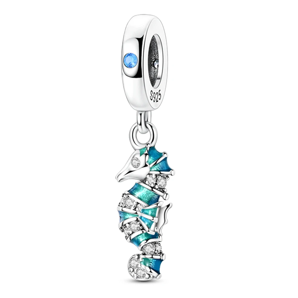 New In 925 Sterling Silver Little Seahorse Charms Pendant Bead Jewellery Fit Original 925 Bracelet For Women DIY Gift