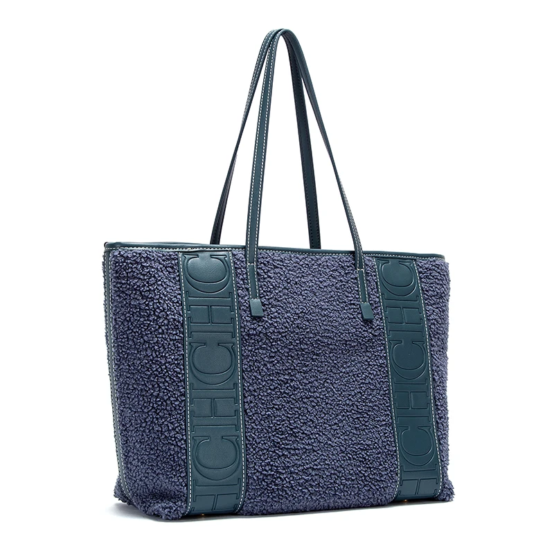 CHCH Women's Tote Bag Winter Simple Lamb Fleece Handbag Large Capacity Commuter Women's Bag