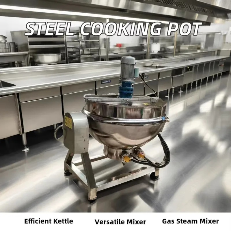 Steam Cooking Pot with Tilt Agitator Sugar Caramel Jam Boiler Jacket Kettle Vegetable Cooking Commercial Kitchens