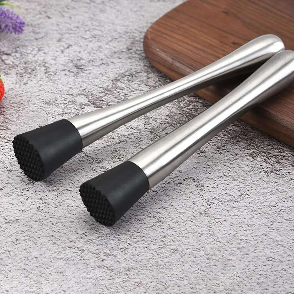 Rust-proof Masher Stainless Steel Cocktail Muddler for Mojitos Lemonade Long Handle Bar Tool for Fruit Drinks Dishwasher Safe