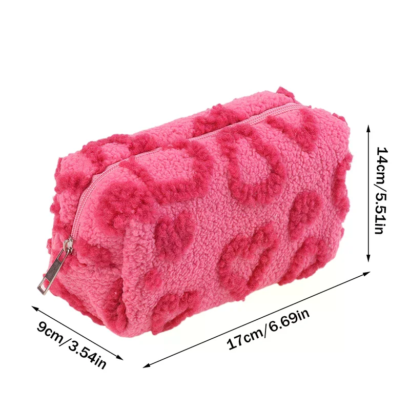 حقائب مكياج قطيفة ناعمة للسفر حقيبة تخزين مستحضرات التجميل المحمولة منظم طباعة الحب مقلمة حقيبة يد لطيفة