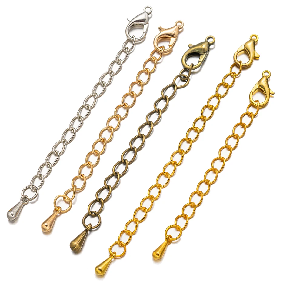 20Pcs/Lot 50mm 70mm Handmade Extension Chain With Lobster Clasp Connector For DIY Bracelet Necklace Jewelry Making Findings