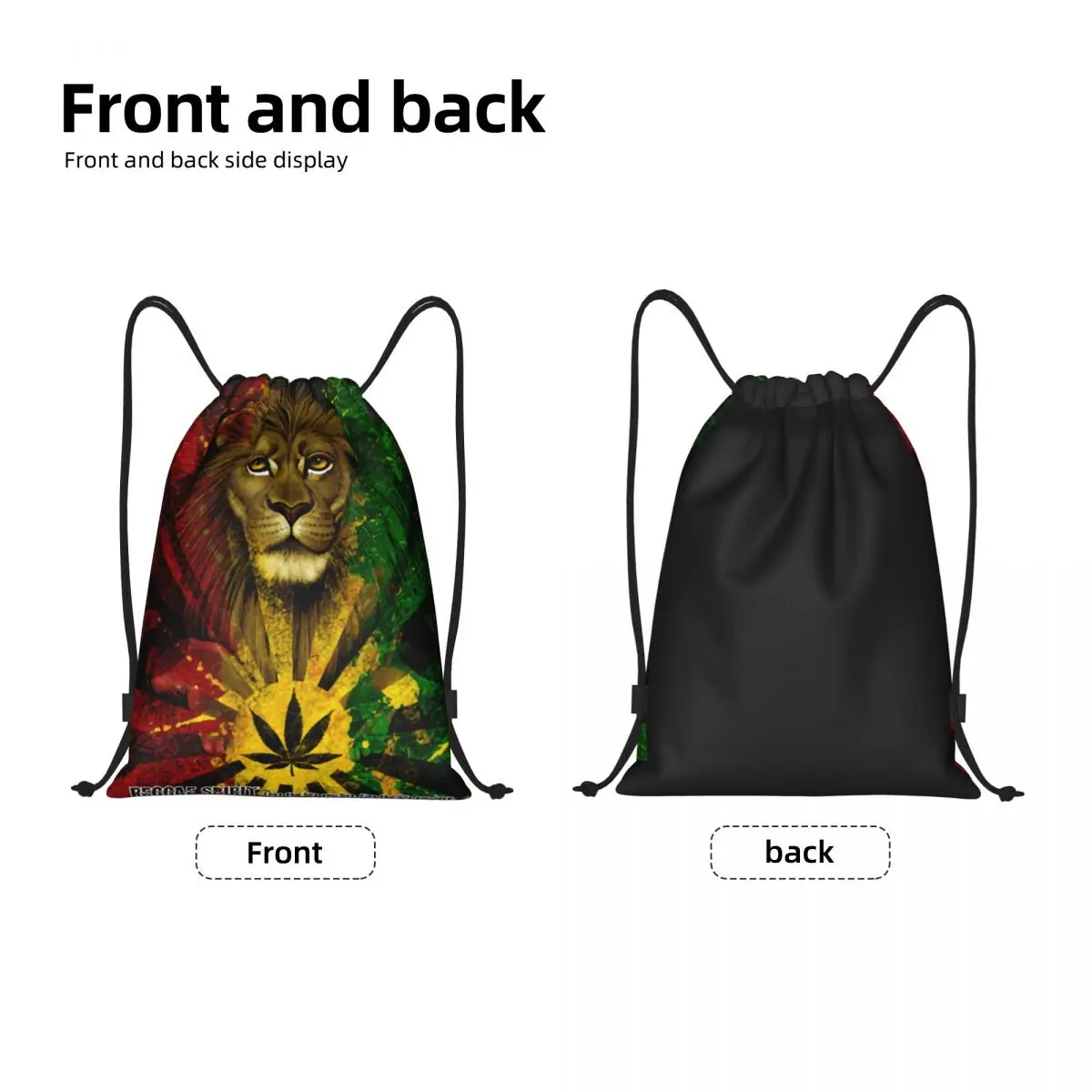 Jamaican Rasta Lion Drawstring Bag Women Men Foldable Gym Sports Sackpack Jamaica Rastafarian Reggae Training Storage Backpacks