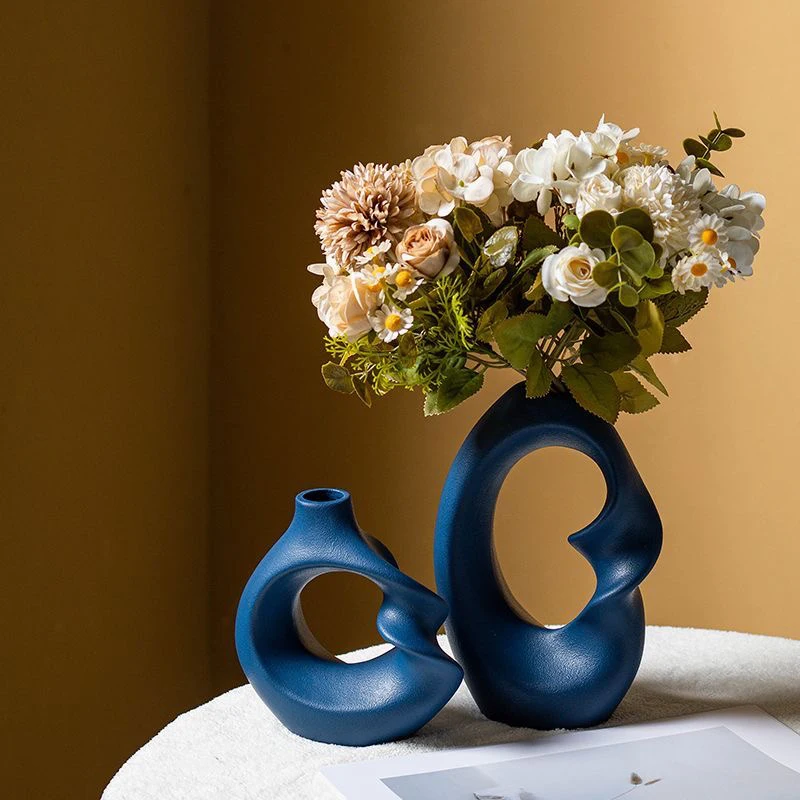 Nordic Ceramic Irregular shaped Vase, A Pair, Home Decoration Flower Ware Creative Dry Insertion Living Room Bedroom Table Decor