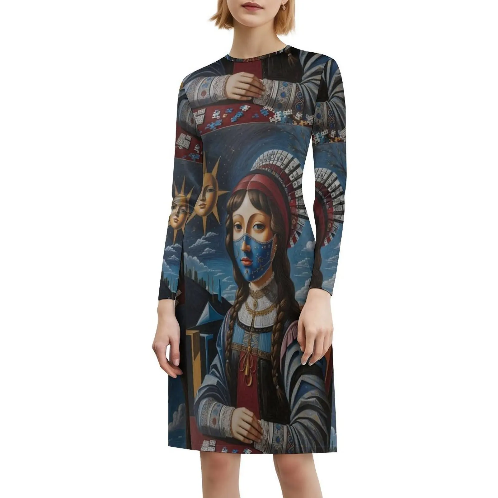 فستان موناليزا New1 للسيدات على طراز الهيب هوب ملابس الشارع مطبوعة برسومات جرافيك للحفلات ملابس للنادي موناليزا كل يوم ورقبة دائرية فستان سخي لـ #6