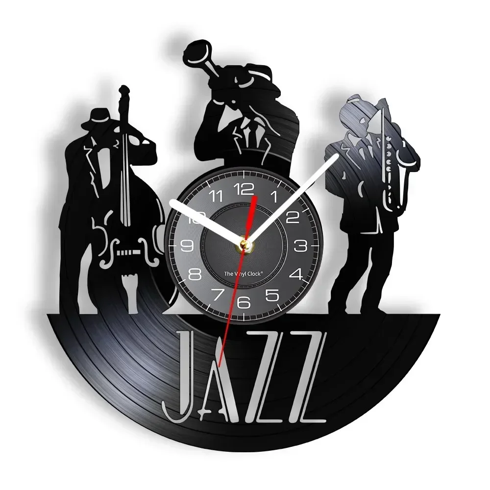 I Love Jazz Saxophone Jazz Band Vinyl Record Wall Clock Music Instrument Home Decor Fest Blues Musician Home Decor Timepieces