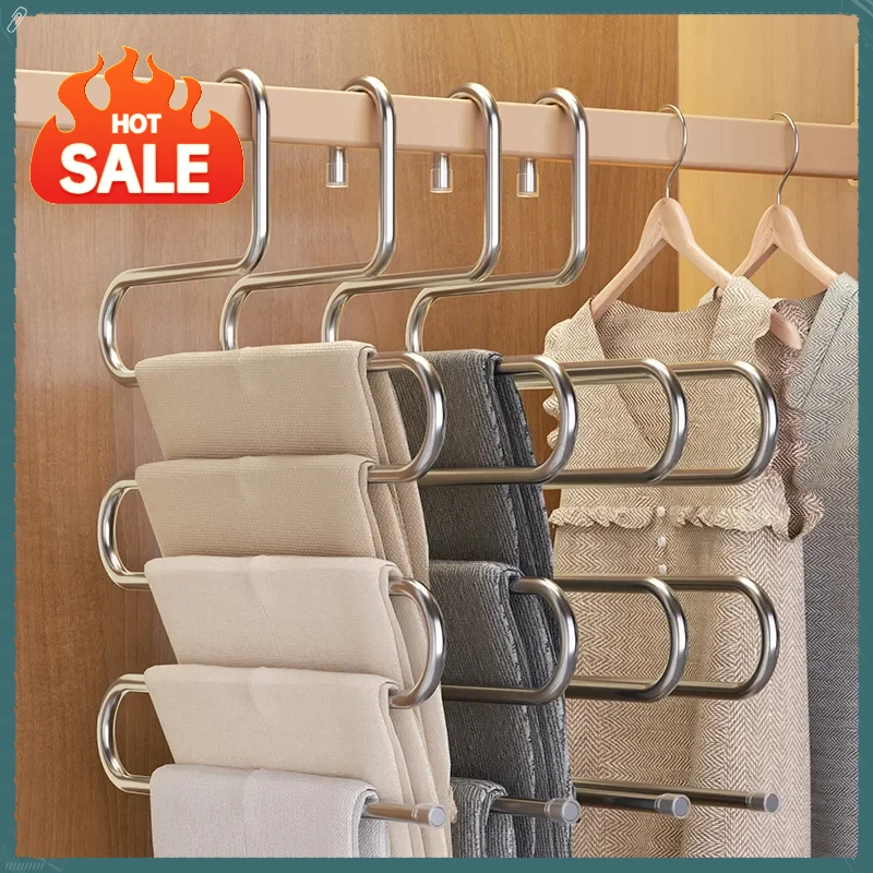 5 Layers Multi-functional Clothes Hangers Non-slip Pant Storage Rack Cloth Rack with Multiple Functions for Hanging and Storage