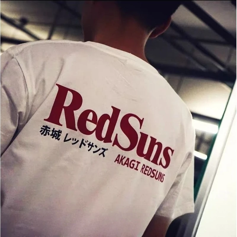 Men Youth Japanese JDM Modified Initial D Akagi REDSUNS Pure Cotton Short-sleeved T-shirt for All Four Seasons 2026 Men T-shirt
