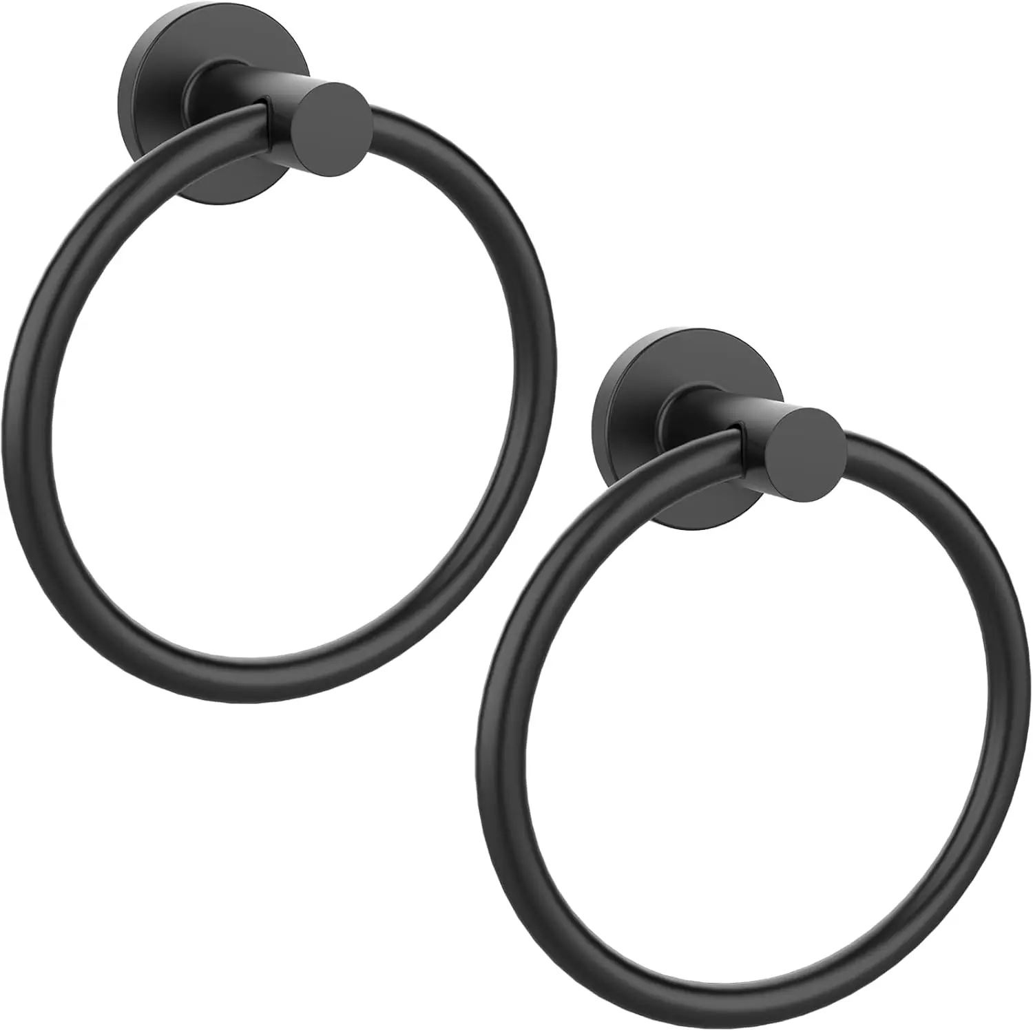 

Matte Black Towel Ring 2 Pack, SUS304 Stainless Steel Hand Towel Holder for Bathroom Kitchen, Modern Round Wall Mounted Towel