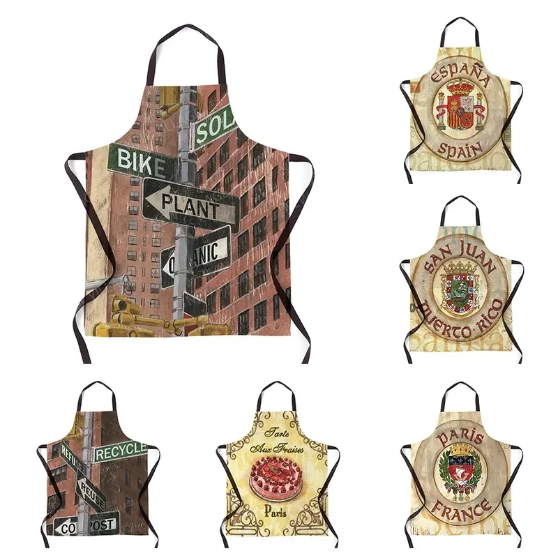 Aesthetics Women's Kitchen Apron Children's Waterproof Waitress Work Apron Original Oil and Dirt Resistant Retro Fashion Apron